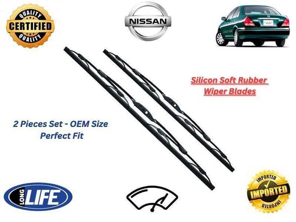 Nissan Blue Bird 1996-2001 Silicone Soft Rubber Wiper Blades - 2 Pieces Set