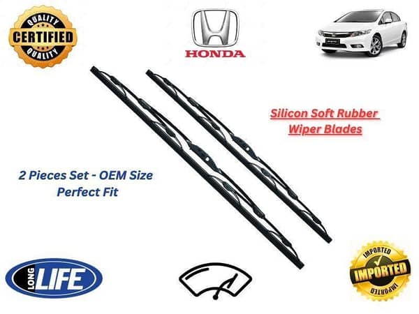 Silicone Soft Rubber Wiper Blades Set for Honda Civic Rebirth 2012-2016 - 2 Pieces