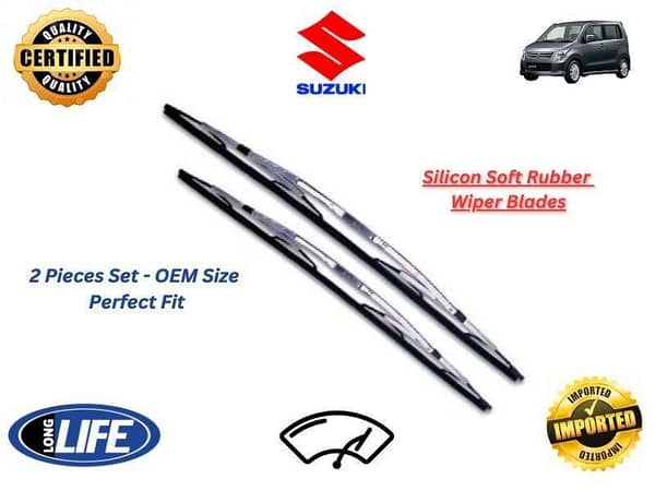 Suzuki Wagon R 2008-2012 Silicone Soft Rubber Wiper Blades - 2 Pieces Set