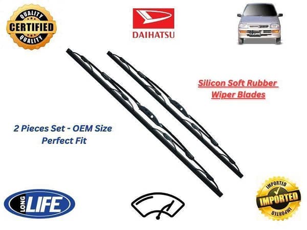 Daihatsu Cuore 2000-2012 Silicone Soft Rubber Wiper Blades - 2 Pieces Set