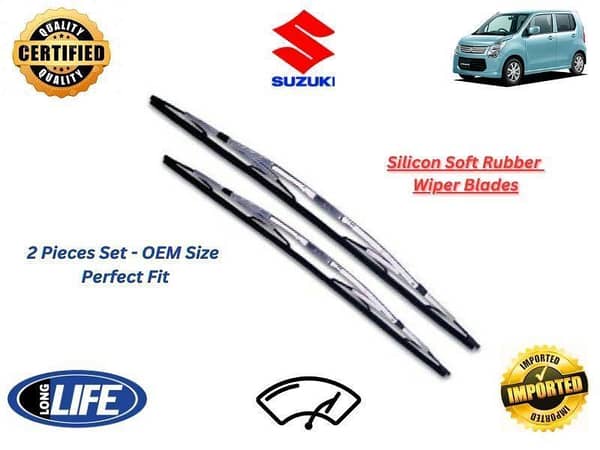 Suzuki Wagon R 2012-2017 Silicone Soft Rubber Wiper Blades - 2 Pieces Set
