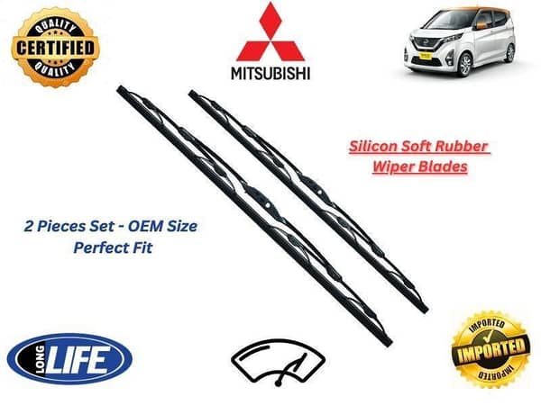 Mitsubshi EK Custom 2019-2024 Silicone Soft Rubber Wiper Blades - 2 Pieces Set