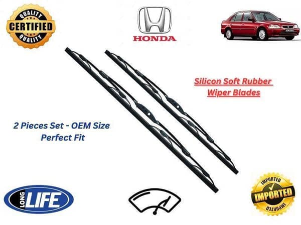 Silicone Soft Rubber Wiper Blades for Honda City 1996-2000 - Set of 2