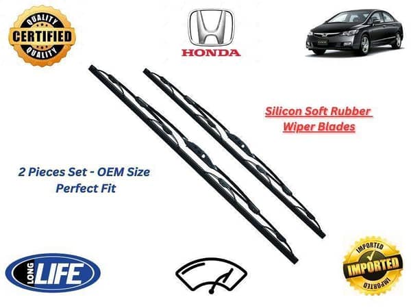Honda Civic 2004-2012 Silicone Soft Rubber Wiper Blades - 2 Pieces Set