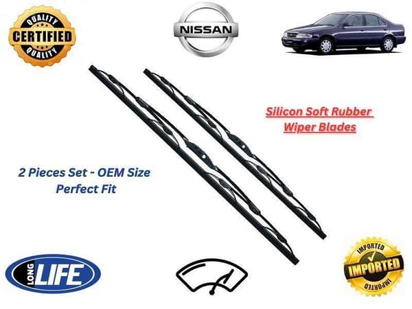 Nissan Sunny B14 Silicone Soft Rubber Wiper Blades - 2 Pieces Set