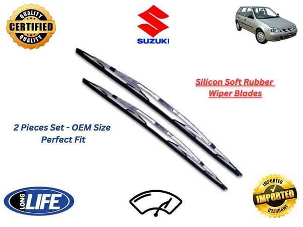 Suzuki Cultus 2007-2017 Silicone Soft Rubber Wiper Blades - 2 Pieces Set