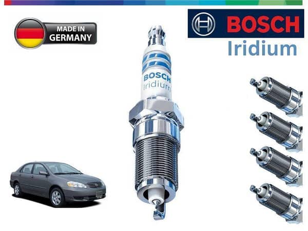 Toyota Corolla XLI & GLI 2002-2008 Iridium Spark Plugs 4 Pcs- BOSCH - Made in Germany