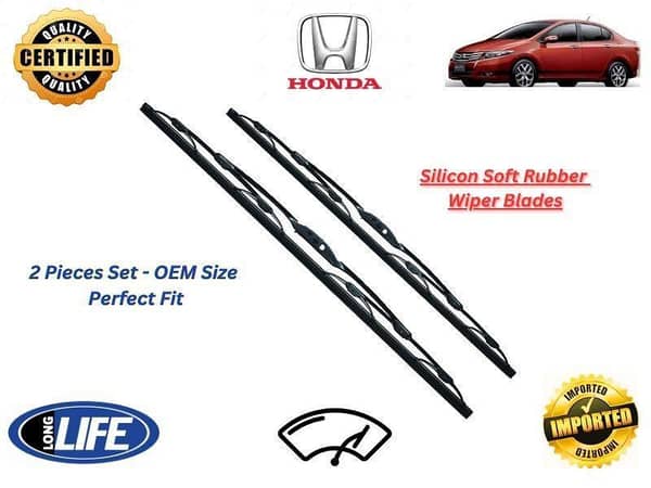 Honda City 2009-2021 Silicone Soft Rubber Wiper Blades - 2 Pieces Set