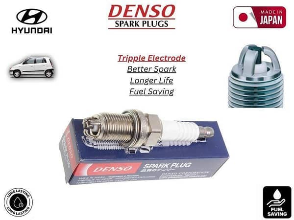 Hyundai Santro 2003-2014 Denso Spark Plug | 4 Pcs | Made in Japan | Tripple Electrode