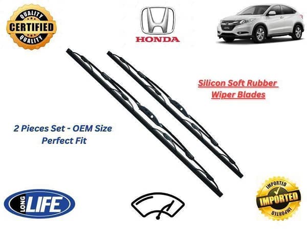 Honda Vezel Hybrid Silicone Soft Rubber Wiper Blades - 2 Pieces Set
