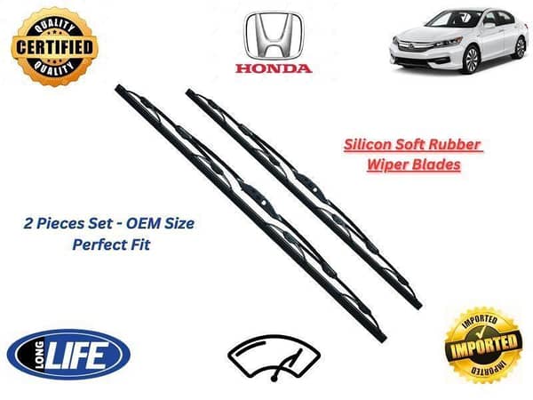 Honda Accord 2013-2019 Silicone Soft Rubber Wiper Blades - 2 Pieces Set