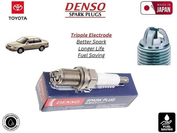 Toyota Indus Corolla 1600cc Denso Spark Plug | 4 Pcs | Made in Japan | Tripple Electrode