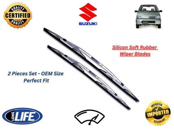 Suzuki Mehran Euro 2012-2019 Silicone Soft Rubber Wiper Blades - 2 Pieces Set