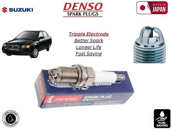 Suzuki Baleno 1300cc 1998-2005 Denso Spark Plug | 4 Pcs | Made in Japan | Tripple Electrode