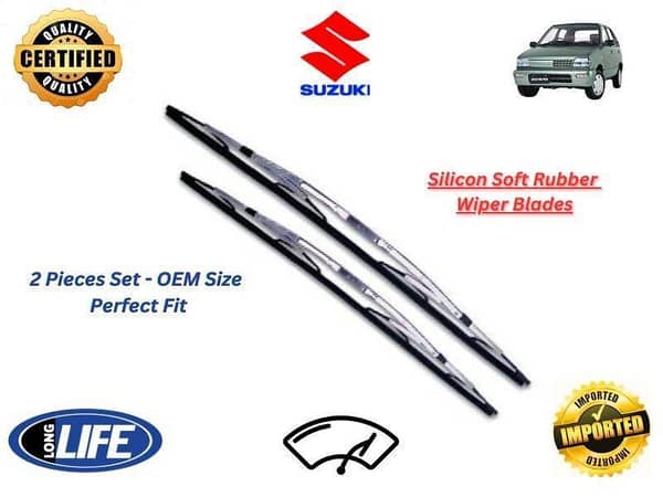 Suzuki Mehran 1988-2012 Silicone Soft Rubber Wiper Blades - 2 Pieces Set