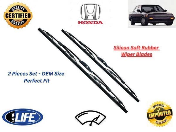 Honda Civic 1988-1992 Silicone Soft Rubber Wiper Blades - 2 Pieces Set