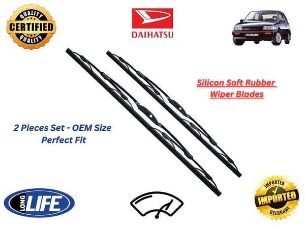 Daihatsu Charade 1983-1993 Silicone Soft Rubber Wiper Blades - 2 Pieces Set