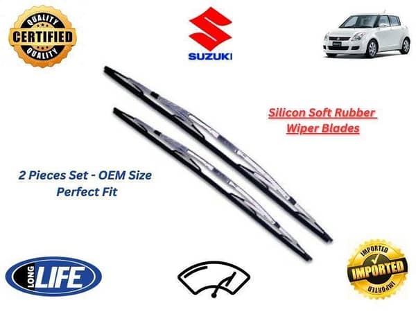 Suzuki Swift 2007-2021 Silicone Soft Rubber Wiper Blades - 2 Pieces Set