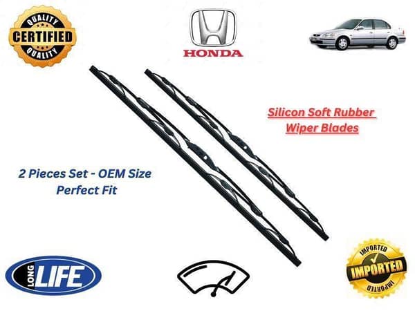 Honda Civic 1996-1999 Silicone Soft Rubber Wiper Blades - 2 Pieces Set