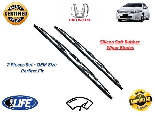 Honda City 2009-2021 Silicone Soft Rubber Wiper Blades - 2 Pieces Set