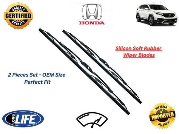 Honda CRV 2012-2018 Silicone Soft Rubber Wiper Blades - 2 Pieces Set
