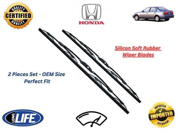 Honda Civic 1996-2001 Silicone Soft Rubber Wiper Blades - 2 Pieces Set