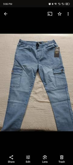 Denim 6 pockets Cargo trouser blue colour 34 to 36 waist size