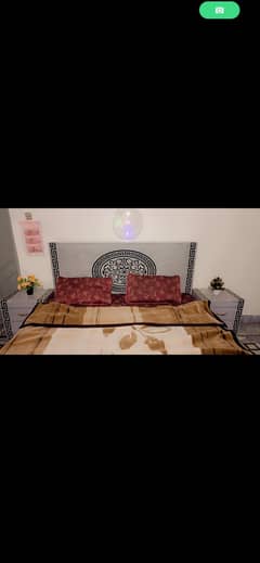 bed with side table