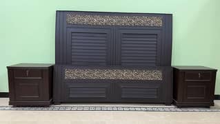 New Lasani Wooden Bed Set with Side Table