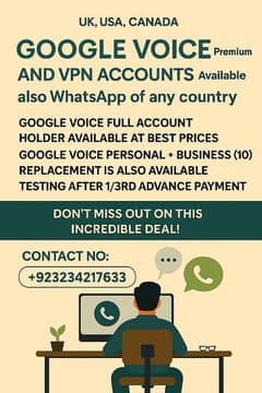 Google Voice | Text Now | Dailer| USA, UK, Canada | Fast Delivery