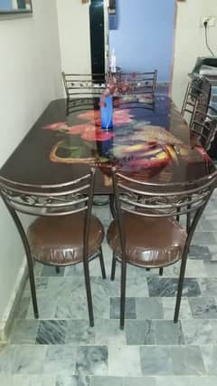 Dining table with six chair (Rod iron)