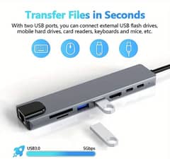 8-in-1 USB-C Hub,4K HDTV Adapter with USB-C, PD00W Charging, ipad  lap