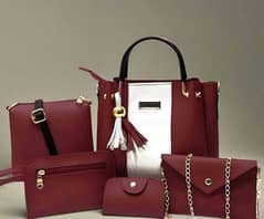 5 pieces women's PU leather hand bag set