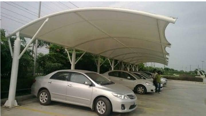 car parking shed. / fiber shed / parking shed / tan sail sheet shed 0