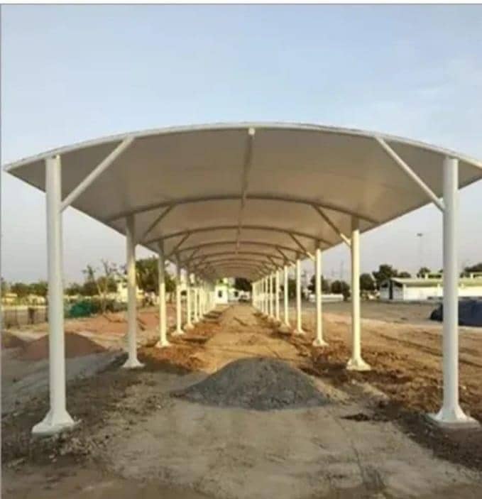 car parking shed. / fiber shed / parking shed / tan sail sheet shed 3