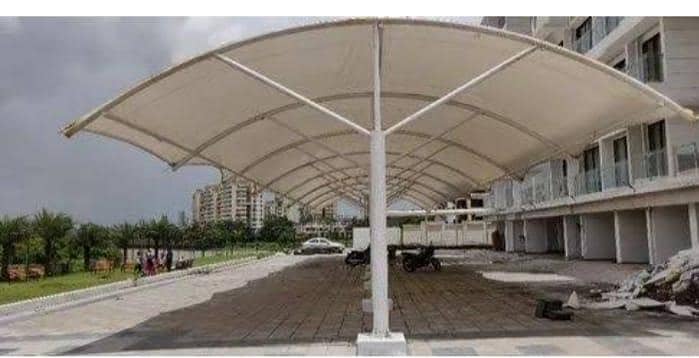 car parking shed. / fiber shed / parking shed / tan sail sheet shed 4