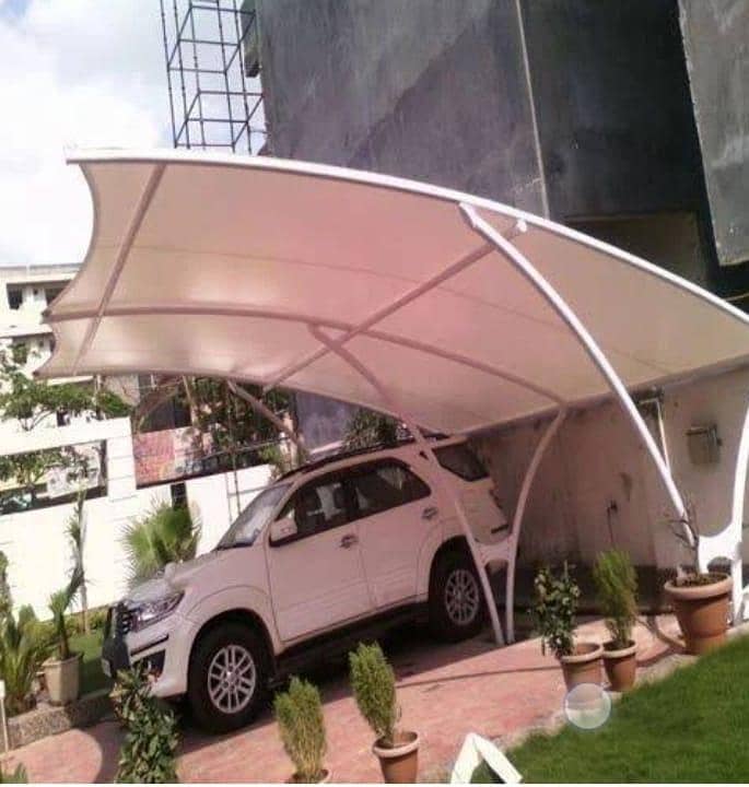 car parking shed. / fiber shed / parking shed / tan sail sheet shed 6