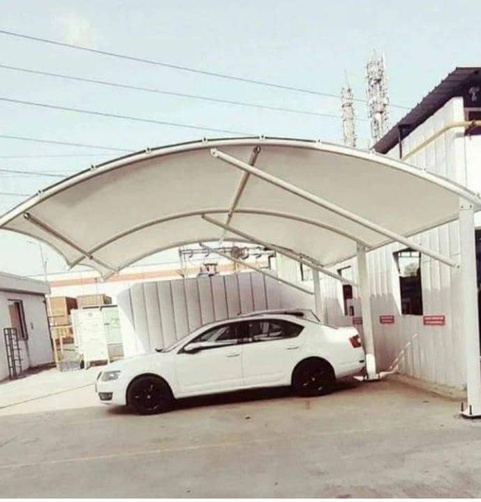 car parking shed. / fiber shed / parking shed / tan sail sheet shed 7