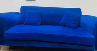 Blue colour sofa with imported velvet stuff