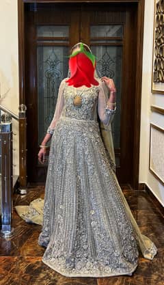 Walima Bridal Lehenga | Sage Green | Heavy Handwork | Lahore