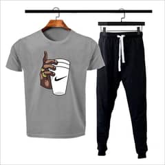 Men"s Cotton Printed Tracksuit _2pcs Set (Tshirt & Trauser