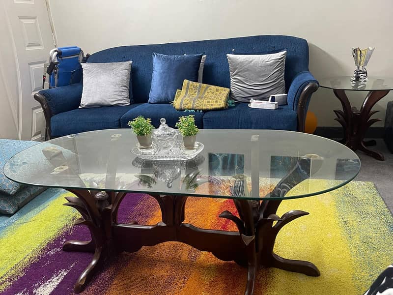 Set of three tables  1 large coffee table  2 sides tables 6