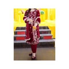 3 piece Velvet stitched Dress