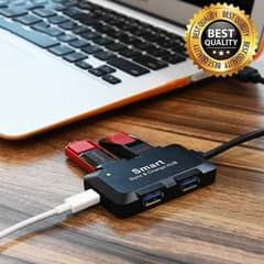 4-port Usb 3.0 (480Mbps)  Ultra Slim Power Hub Supports Fast Charging