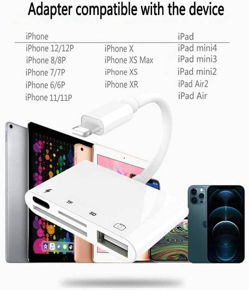 3 in 1 Network Adapter Compatible with Mobile iPhone iPad 4