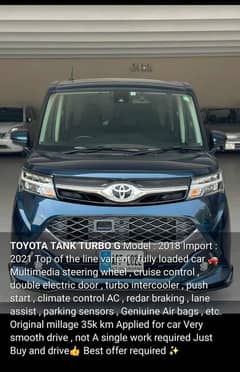 full option 25kilometer live average Toyota roomy tank1000cc
