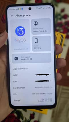 nubia neo 2 5g 8 gb ram or 256 gm storage