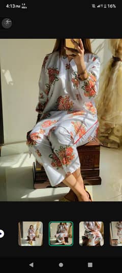 2 pcs woman stitched printed shirt and trouser