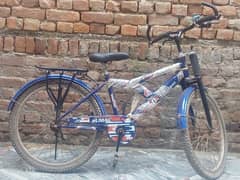 red and blue bycycle