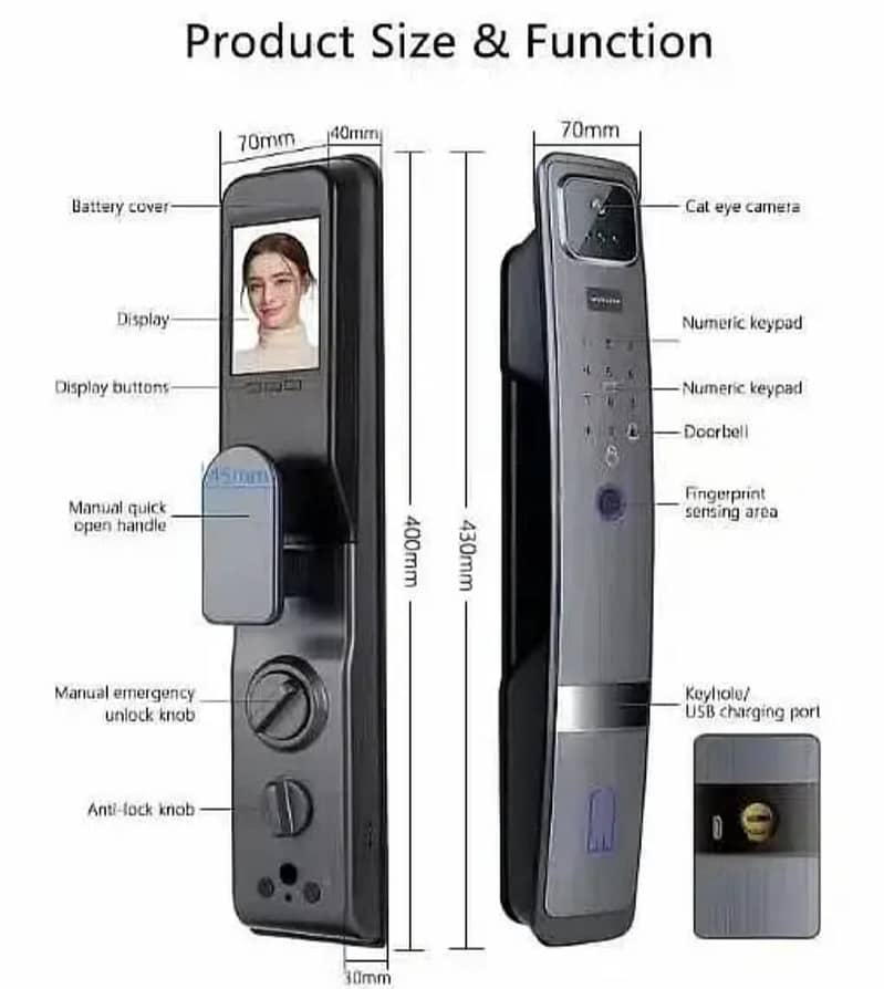 Smart Door Lock - Unlock with fingerprint, digital password Tuya 1
